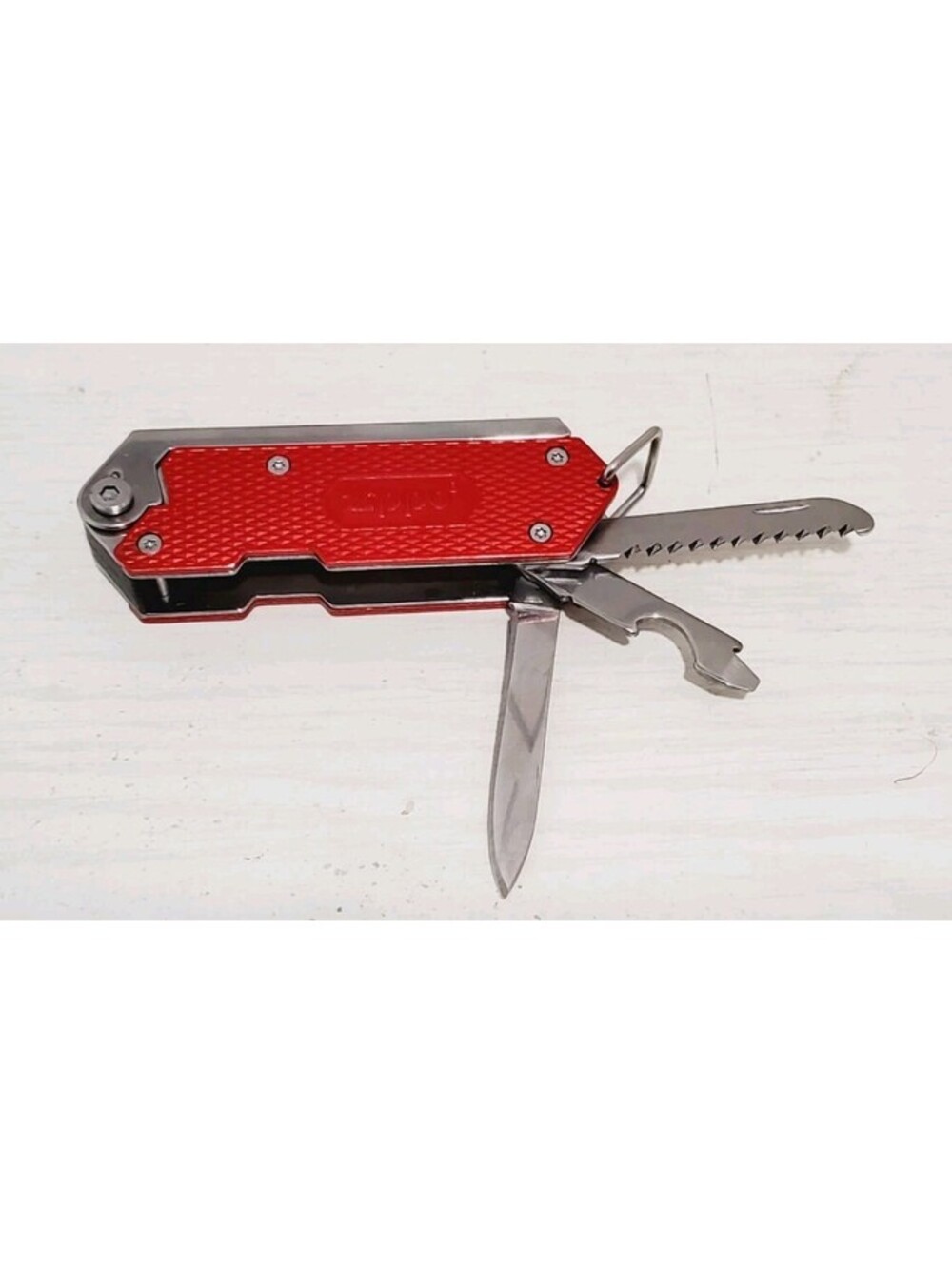 Genuine Zippo Fire Starting Multi-Tool 7-in-1 2in Stainless Blade Red/Silver New